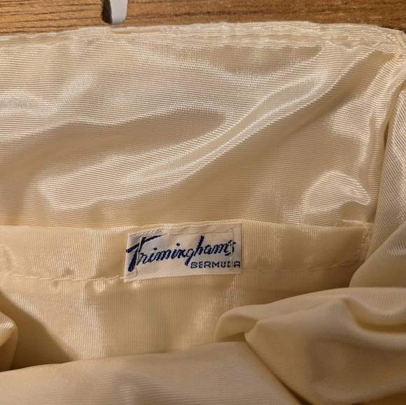 Vintage Trimingham's Bermuda Purse Wooden Handle Tan Size 9x10 - Picture 3 of 4